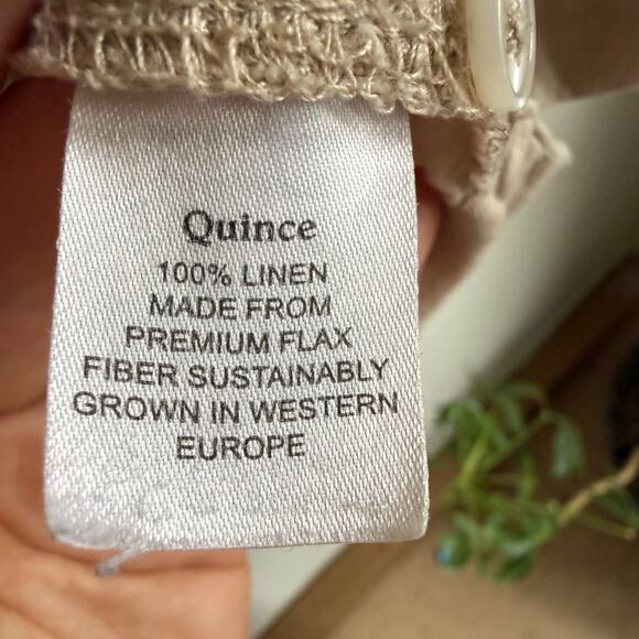 Quince European Linen Short Sleeve Button Up Shirt In Flax Size L - Picture 7 of 8